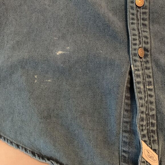 Vintage Levis Denim Shirt Mens Large Blue Long Sleeve Button Front Western 90s - Picture 2 of 10